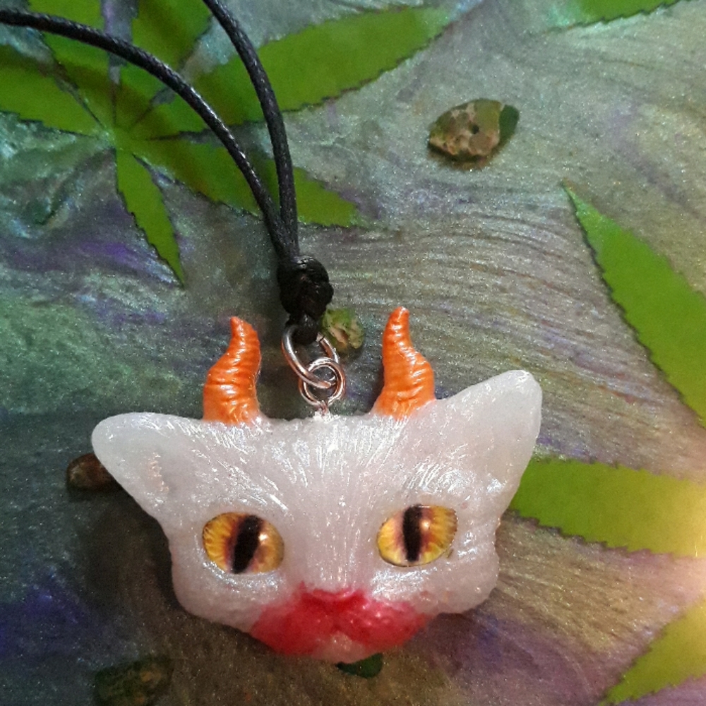 Clown dragon kitty pendant